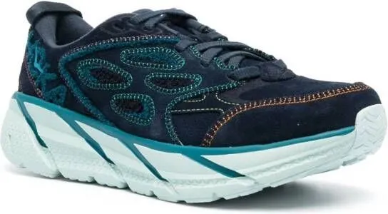 HOKA flocked-logo low-top sneakers Blue