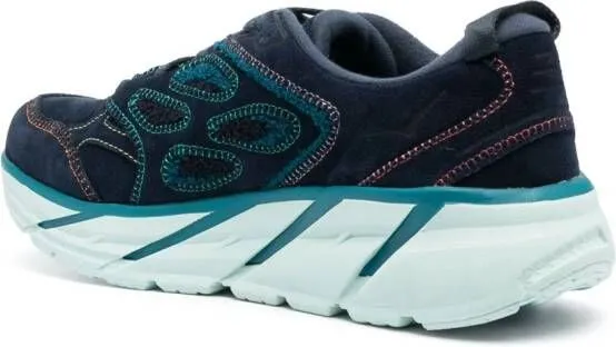 HOKA flocked-logo low-top sneakers Blue