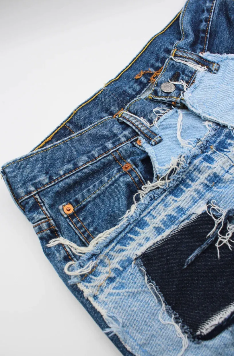 KNOTWTR: PATCHWORK DENIM SKIRT