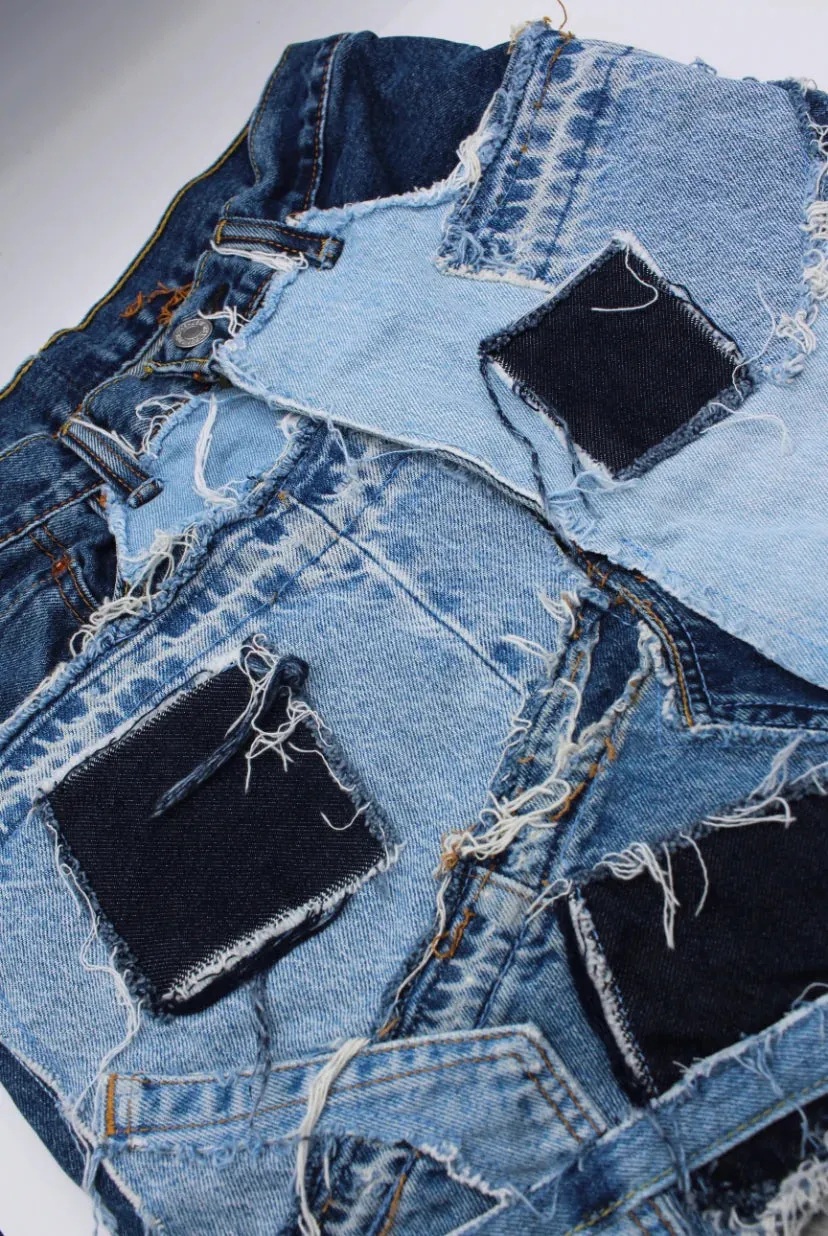 KNOTWTR: PATCHWORK DENIM SKIRT