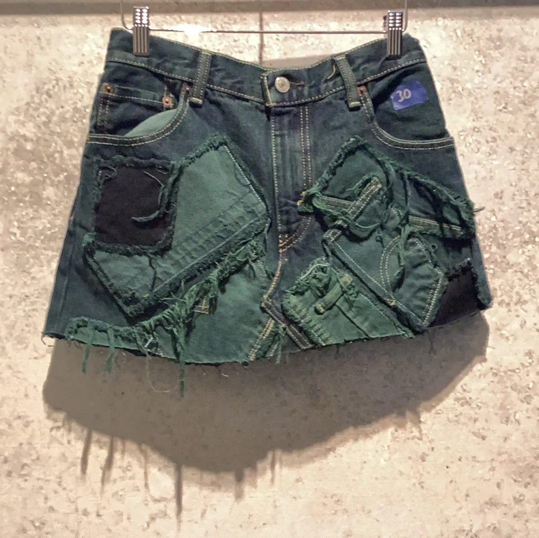 KNOTWTR: PATCHWORK DENIM SKIRT