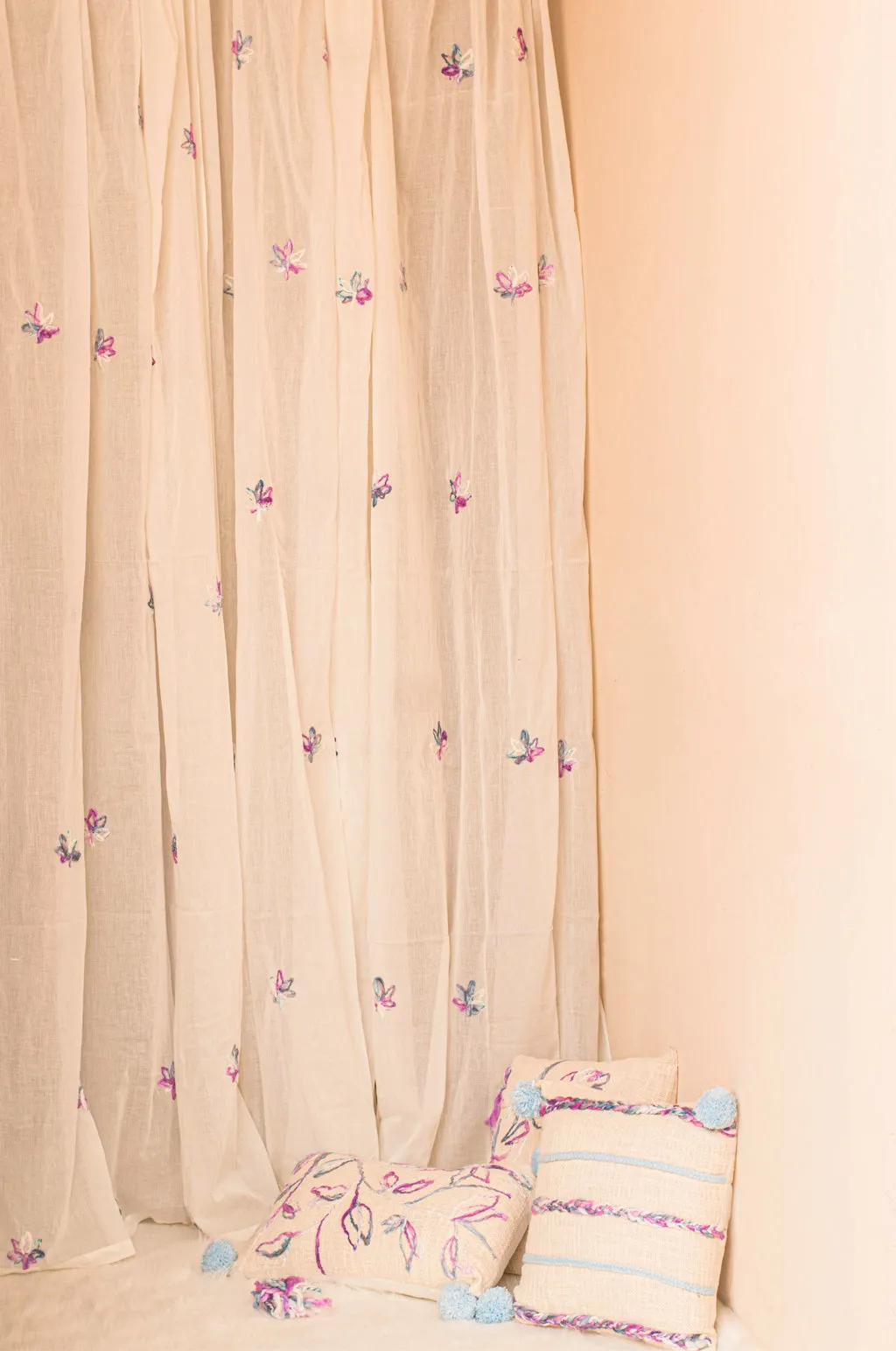 Larissa White Embroidered Curtains