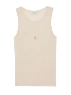 Logo-embroidered wool tank top