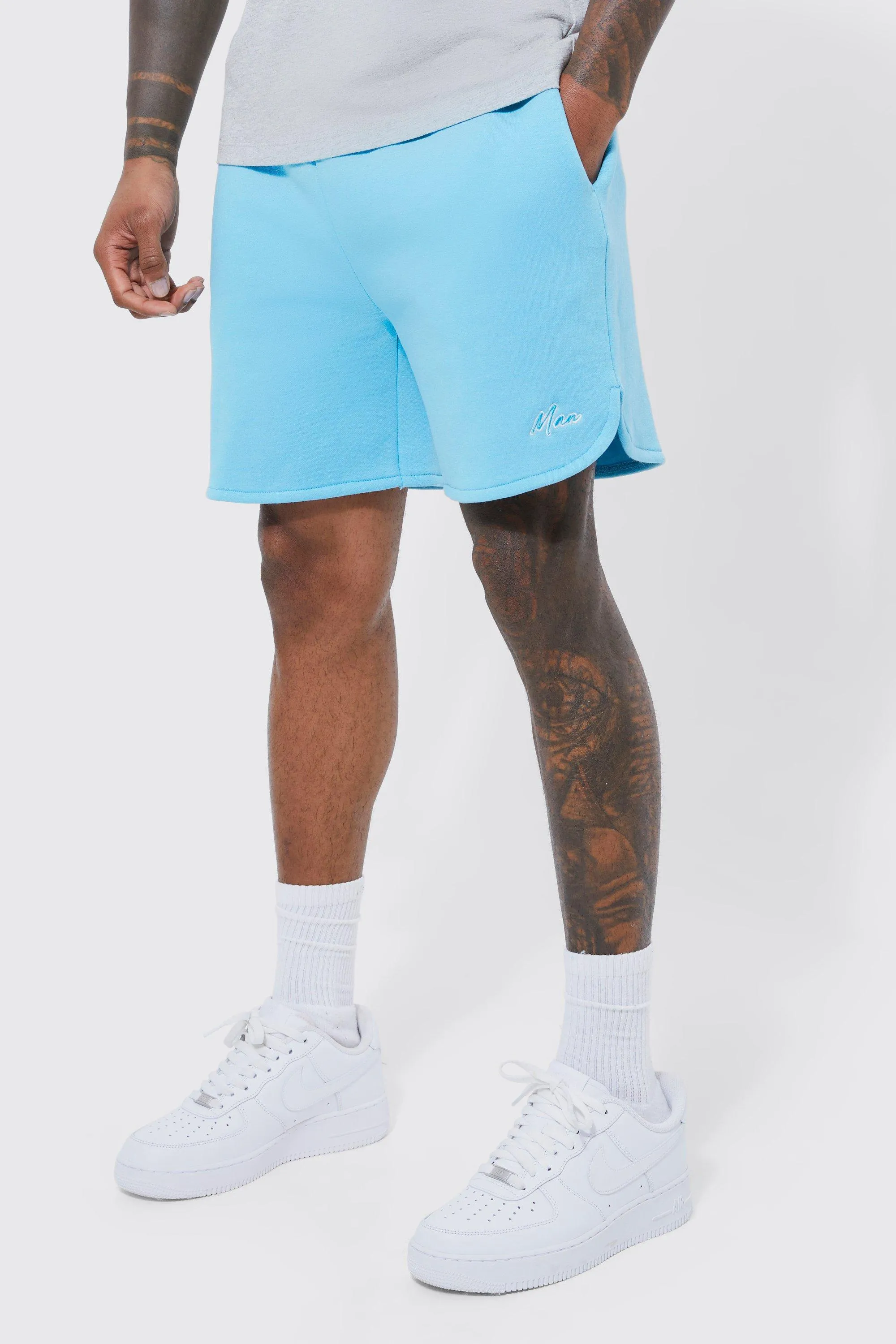 Man Short Loose Fit Curved Hem Jersey Short | boohooMAN UK