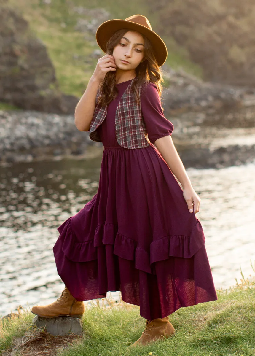 Meike Vest in Plum Plaid