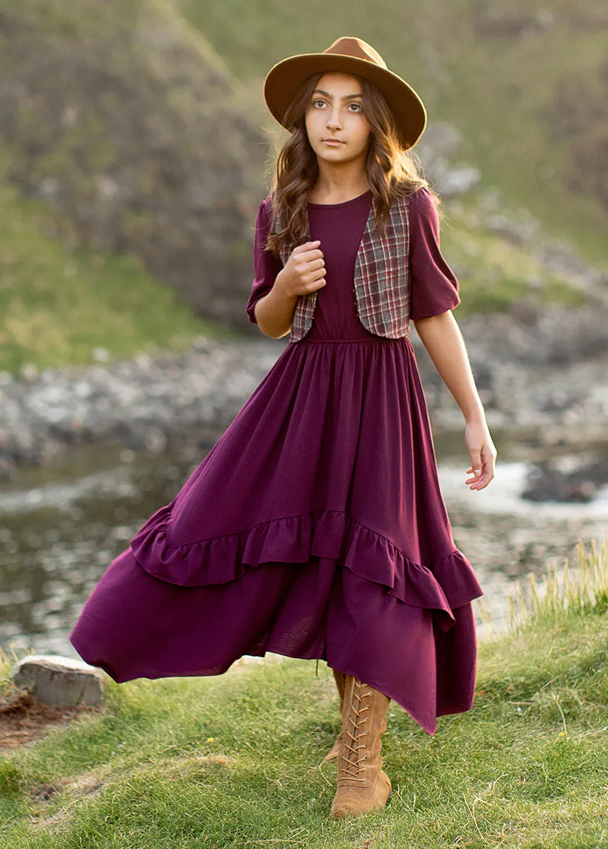 Meike Vest in Plum Plaid