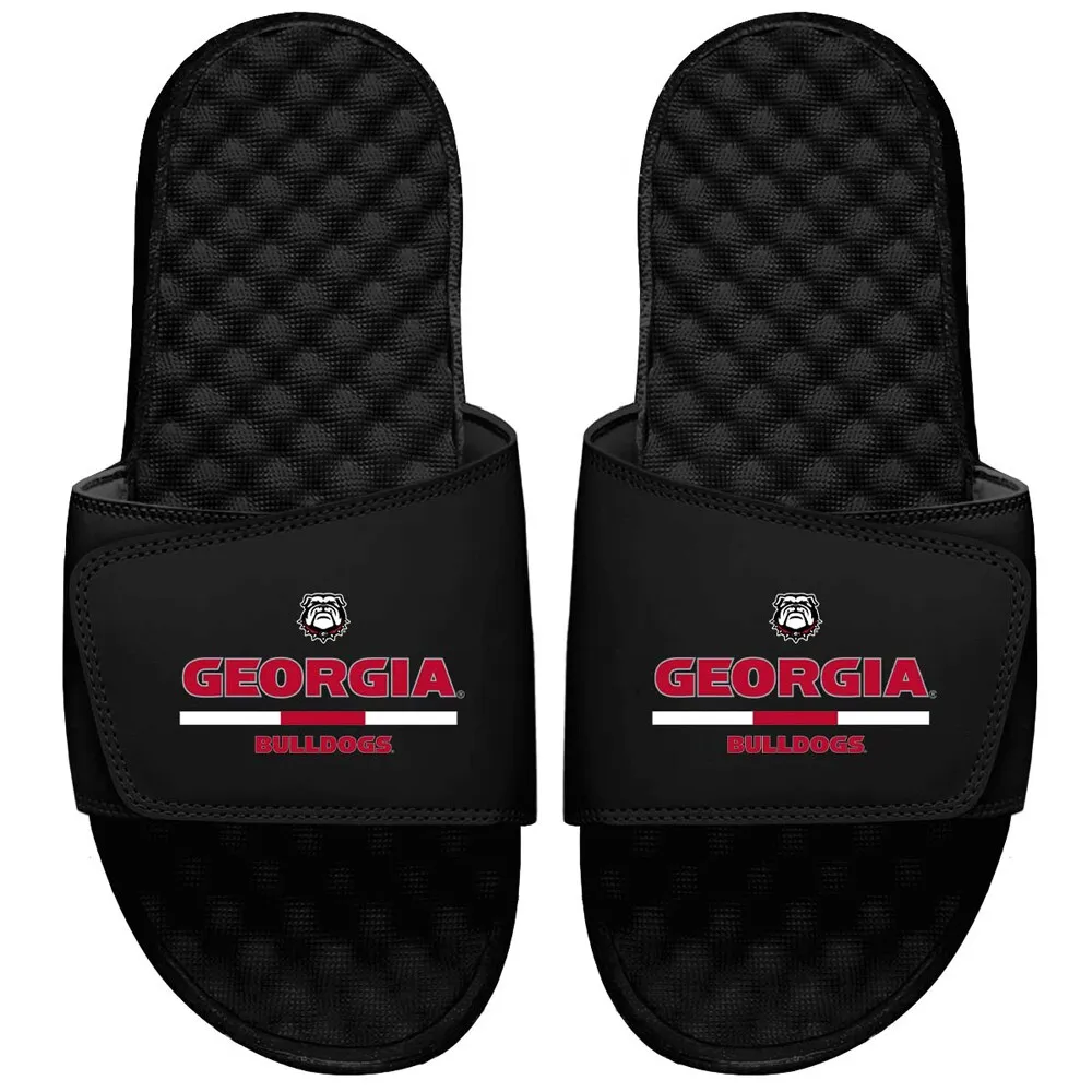 Men's ISlide Black Georgia Bulldogs Split Bar Slide Sandals