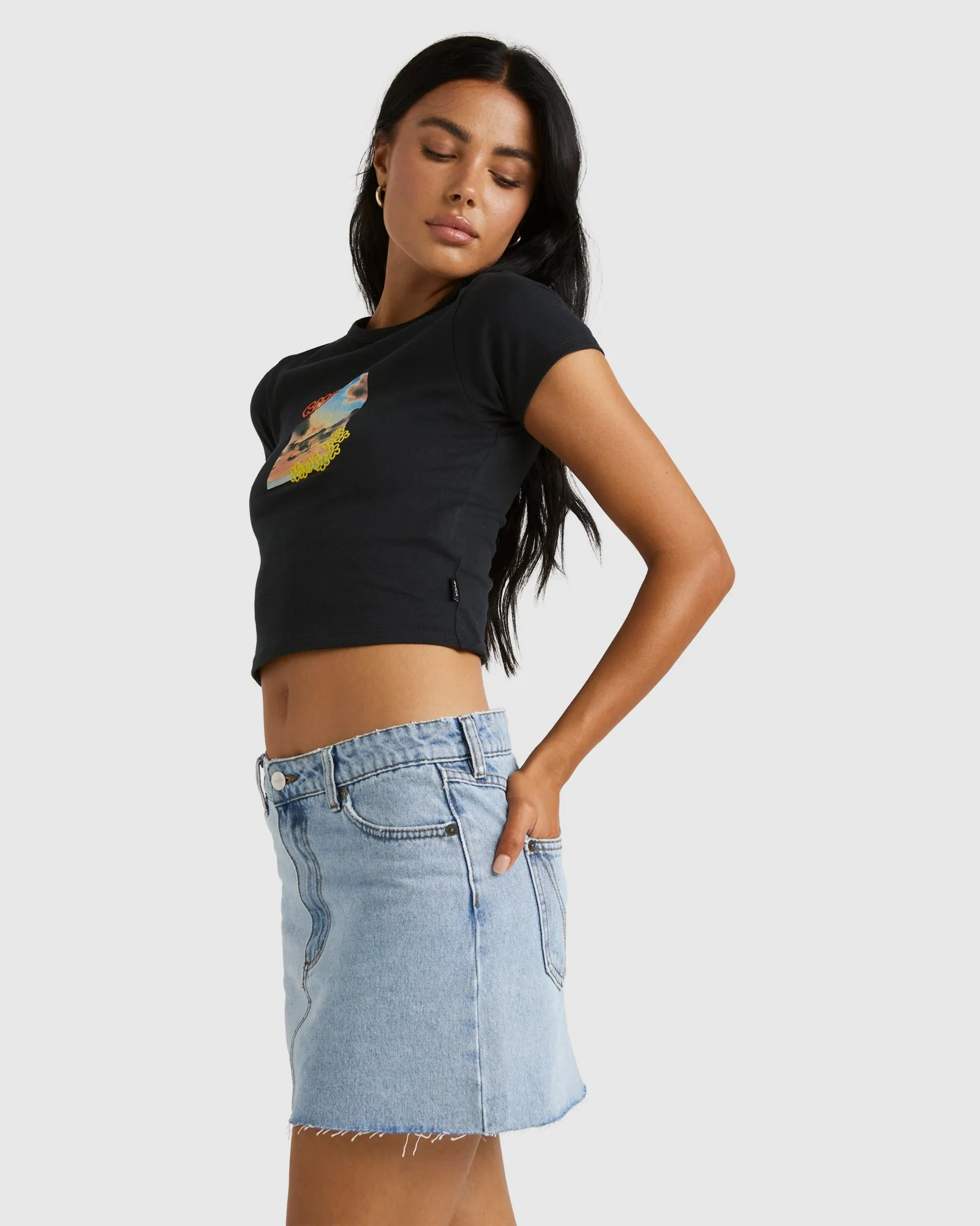 MID RISE DENIM SKIRT