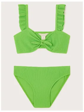 Monsoon Girls Tie Bow Texture Bikini - Green