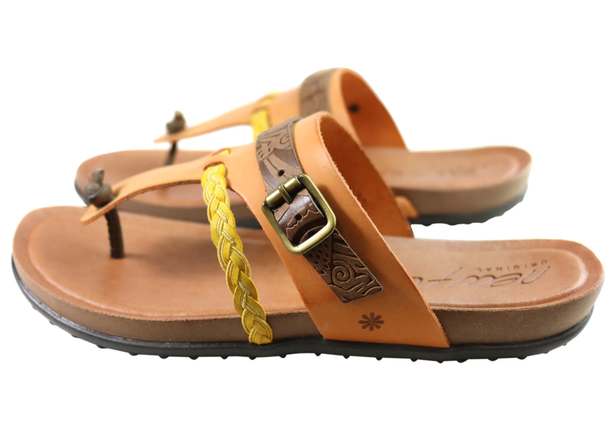 New Face Palms Womens Comfortable Leather Sandals Made In Brazil