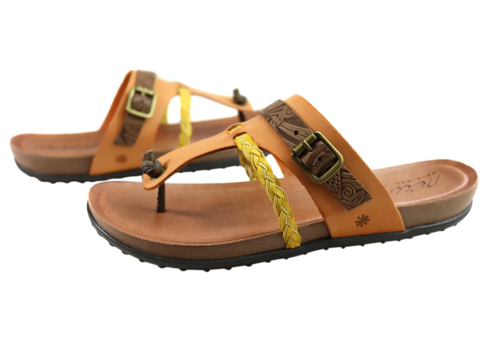 New Face Palms Womens Comfortable Leather Sandals Made In Brazil