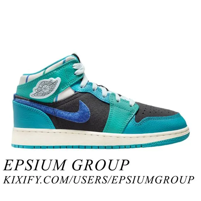 Nike Air Jordan 1 Mid GS (Inspired By The Greatest/ Blue...