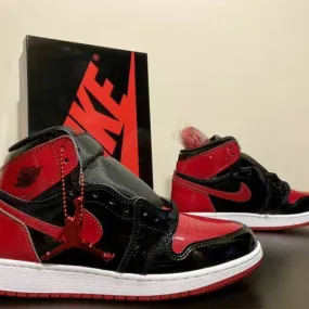 Nike Air Jordan 1 Retro High OG Bred Patent 4-14 Black W...