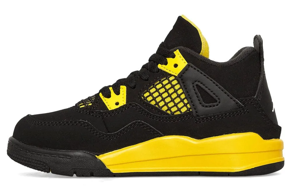 Nike Air Jordan 4 Retro 'Thunder' Sneakers Black Tour Yellow Toddler