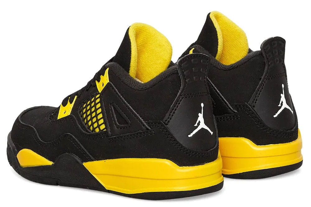 Nike Air Jordan 4 Retro 'Thunder' Sneakers Black Tour Yellow Toddler