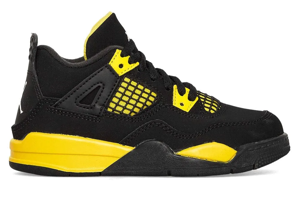 Nike Air Jordan 4 Retro 'Thunder' Sneakers Black Tour Yellow Toddler