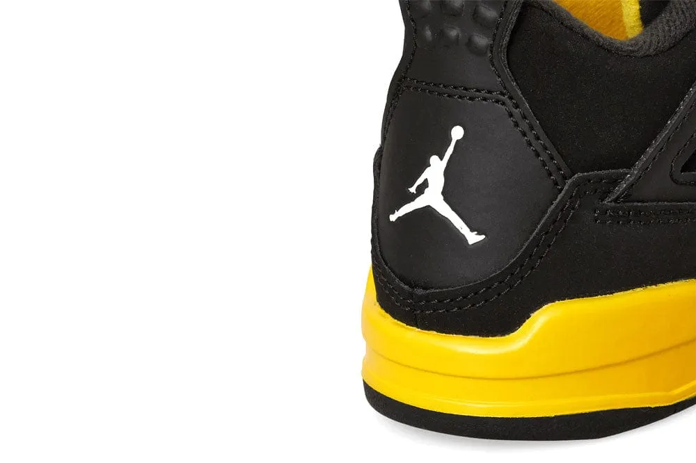 Nike Air Jordan 4 Retro 'Thunder' Sneakers Black Tour Yellow Toddler