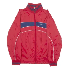 NIKE Mens Windbreaker Jacket Red Nylon Striped XL