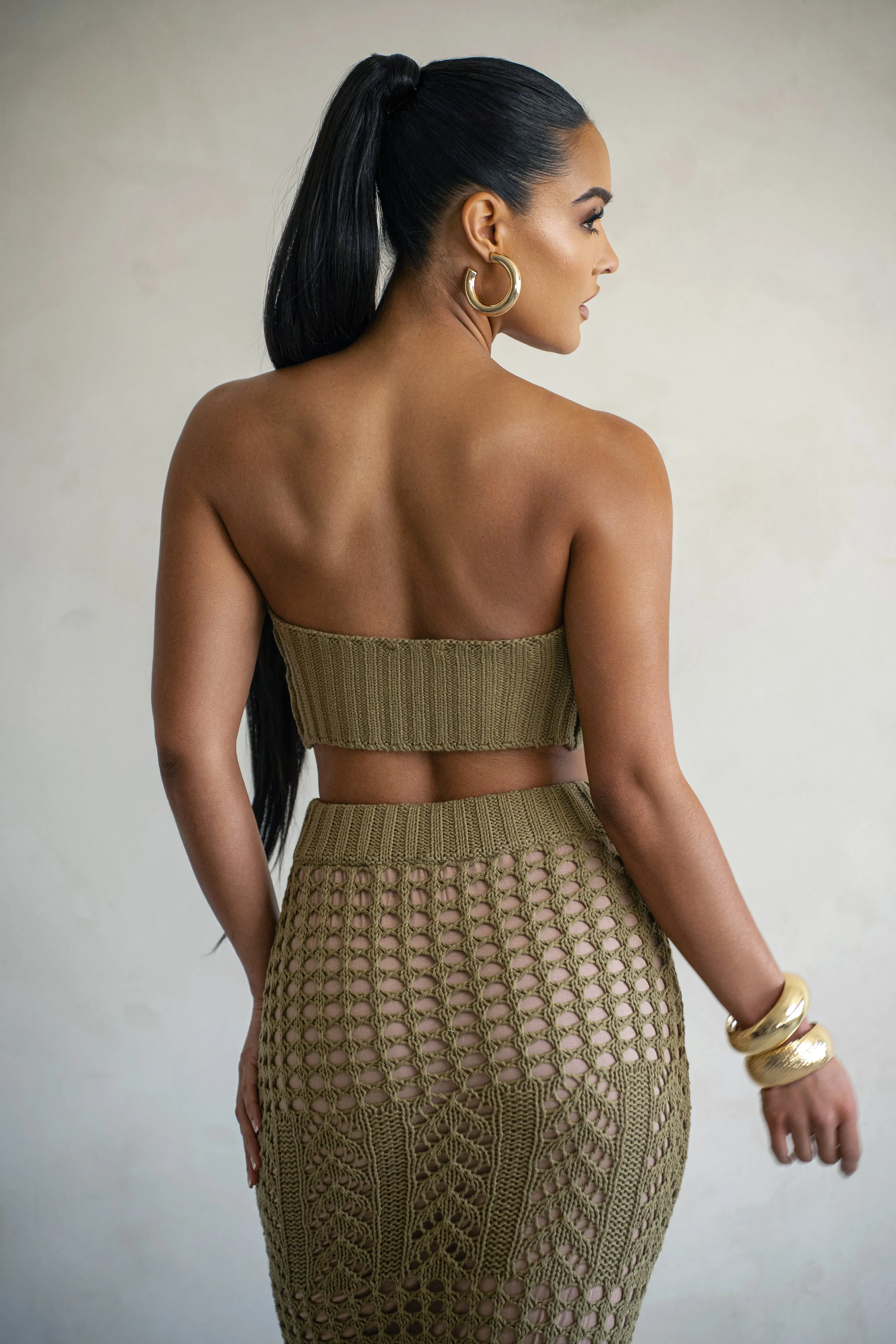 Olive Caribbean Skies Skirt Set