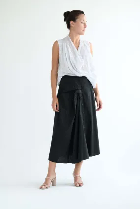 Overdyed Striped Skirt - Black