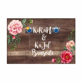 Personalized Name Plates for Home Flats Restaurants Office Cafe - Floral Roses