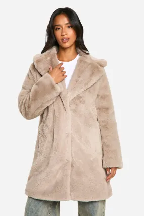 Petite Longline Faux Fur Jacket