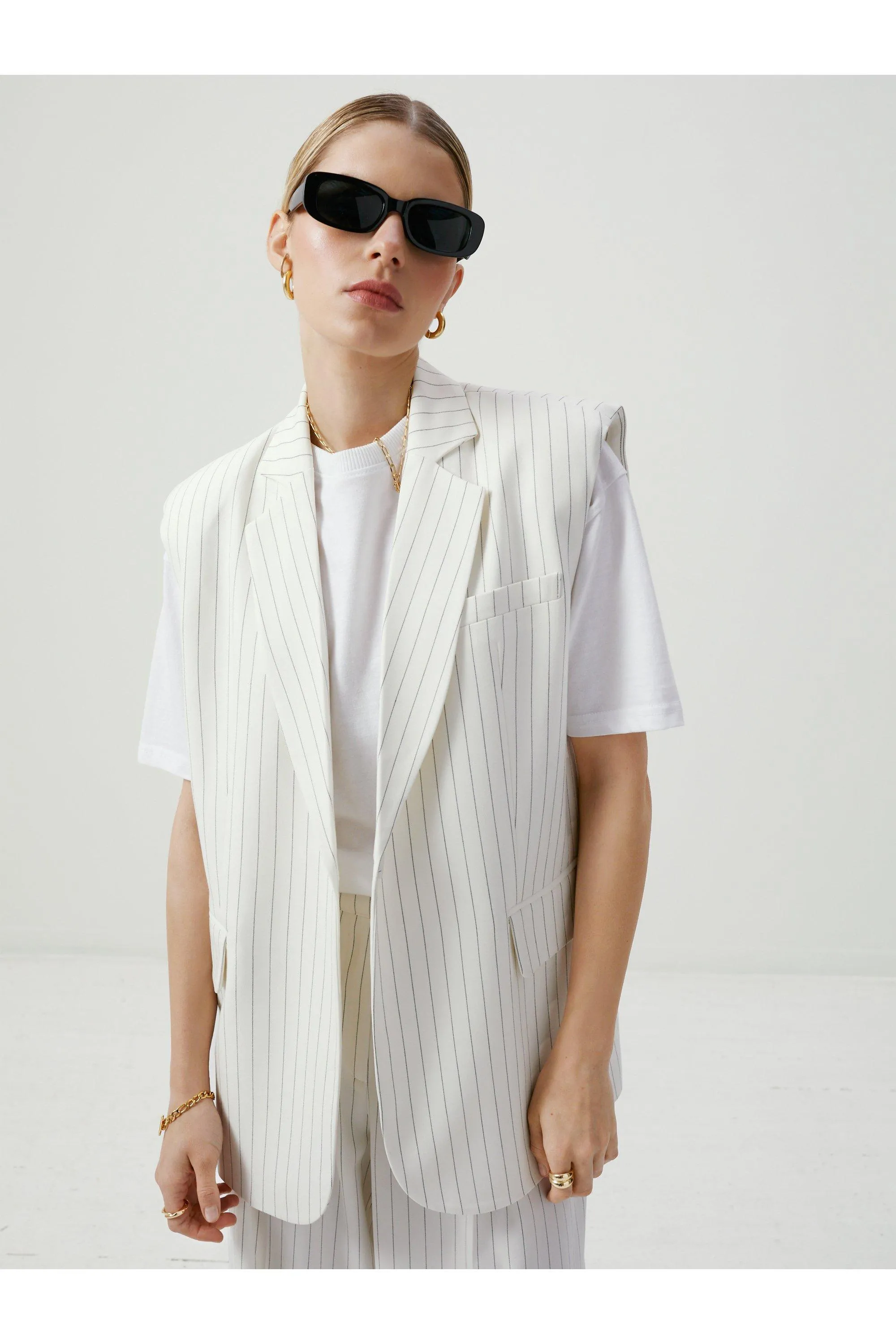 Pinstripe Oversized Tailored Vest