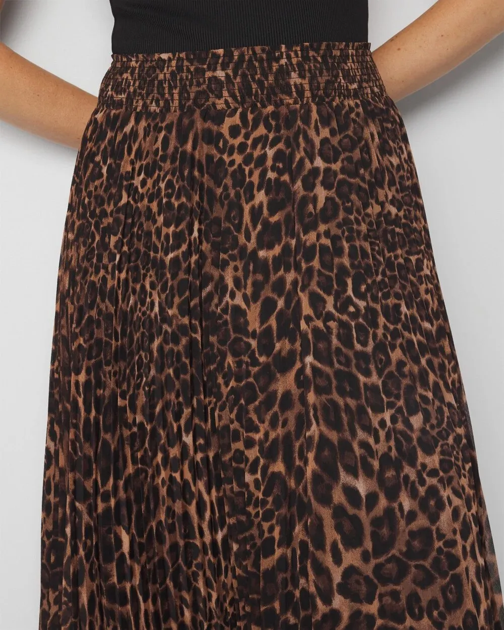 Pleated Leopard Print Skirt