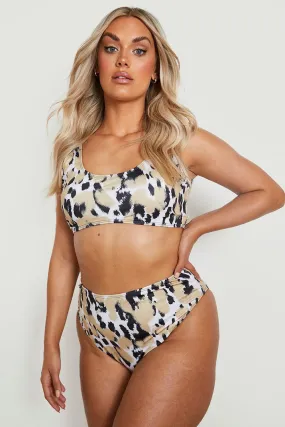 Plus Animal Scoop High Waisted Bikini Set