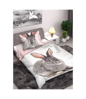 Rabbit duvet cover set grey/pink Generic