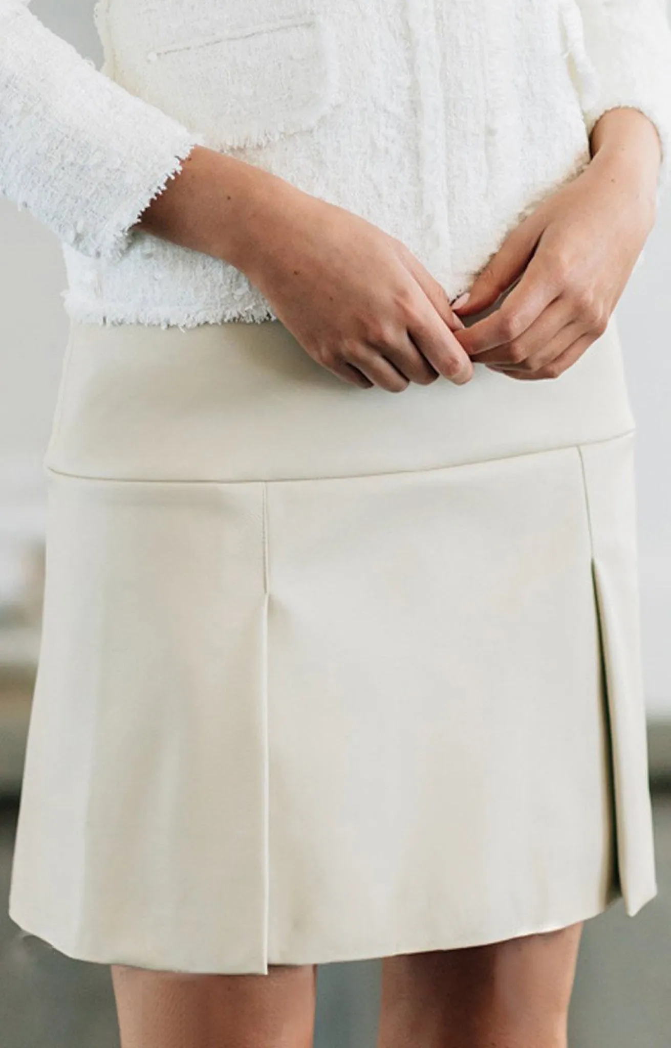 Release Pleat Leather Skirt