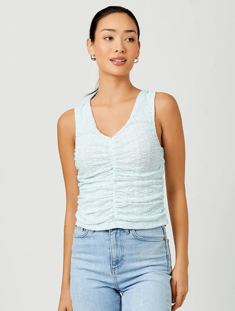 Ruched Tank Top in Ice Blue