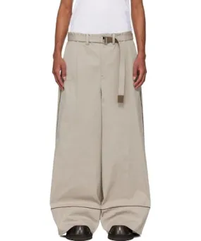 Sacai Beige Faux-Suede Trousers