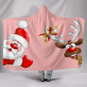 Santa and Rudolph Hooded Blanket