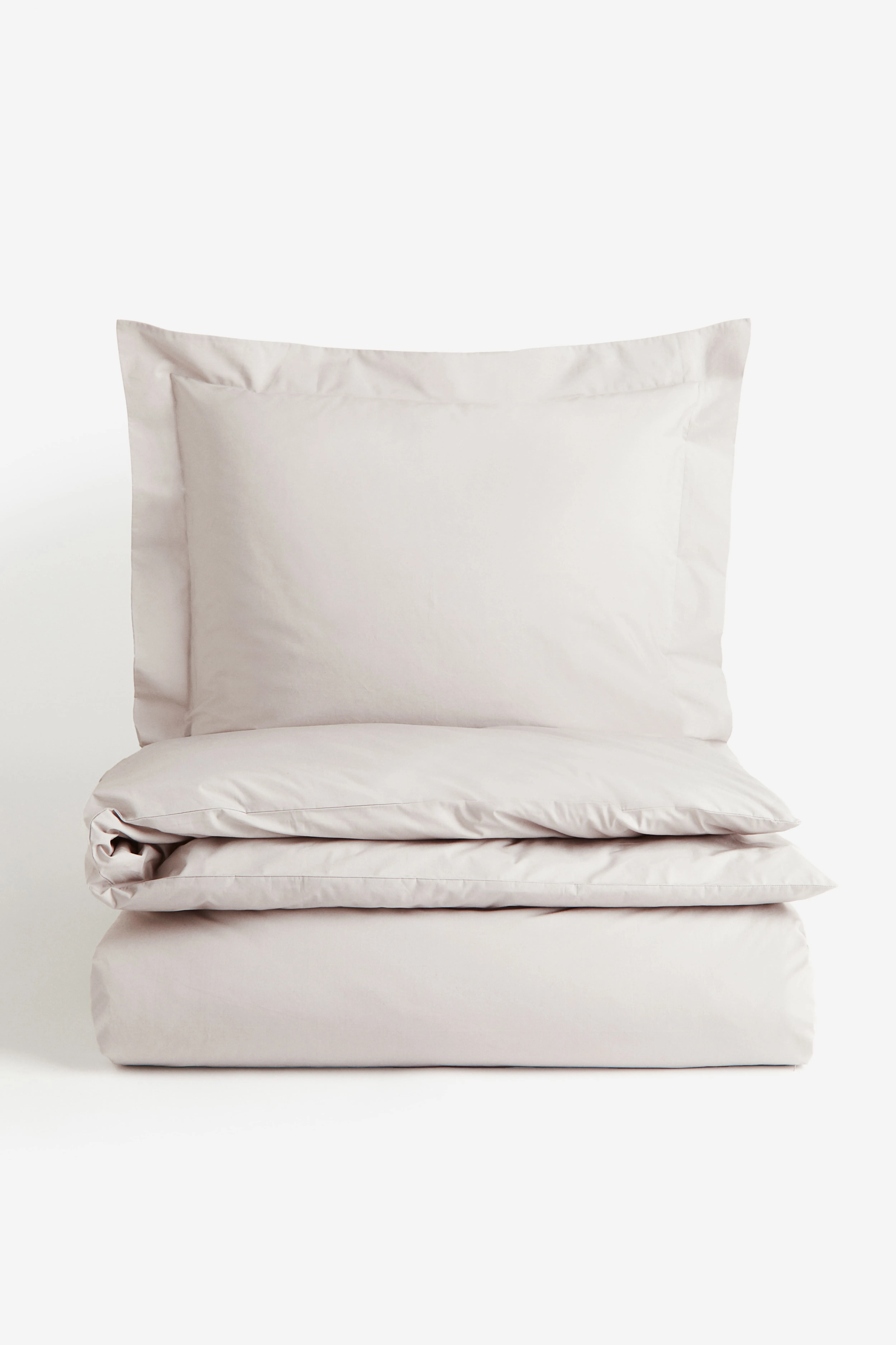 Single cotton percale duvet cover set - Light mole - Home All | H&M GB