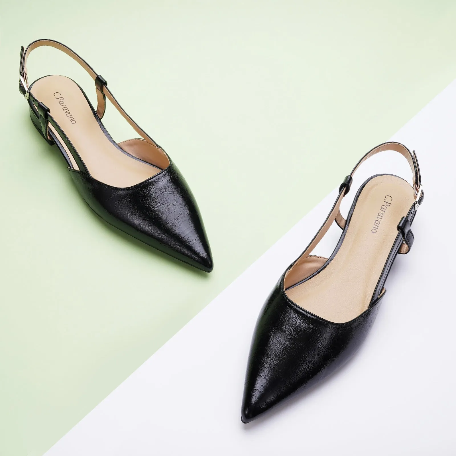 Sleek Slingback Flats (Freya) Black