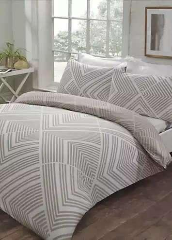 Sleepdown Striped Geometric Duvet Cover Set - Natural | Kaleidoscope