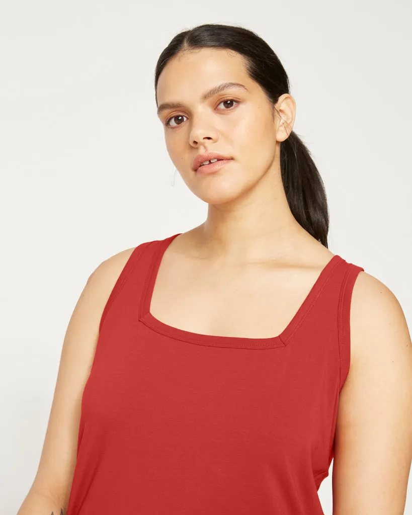 Square Neck Tank Top - Red