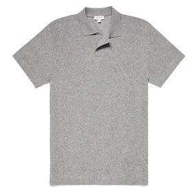 Sunspel Towelling Polo Shirt Grey Melange