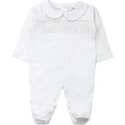 Tecomoabesos Smock Blanket, Footie & Beanie Pima Set, White