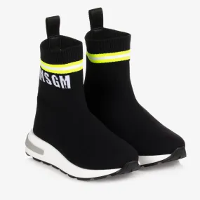 Teen Black Logo Sock Trainers