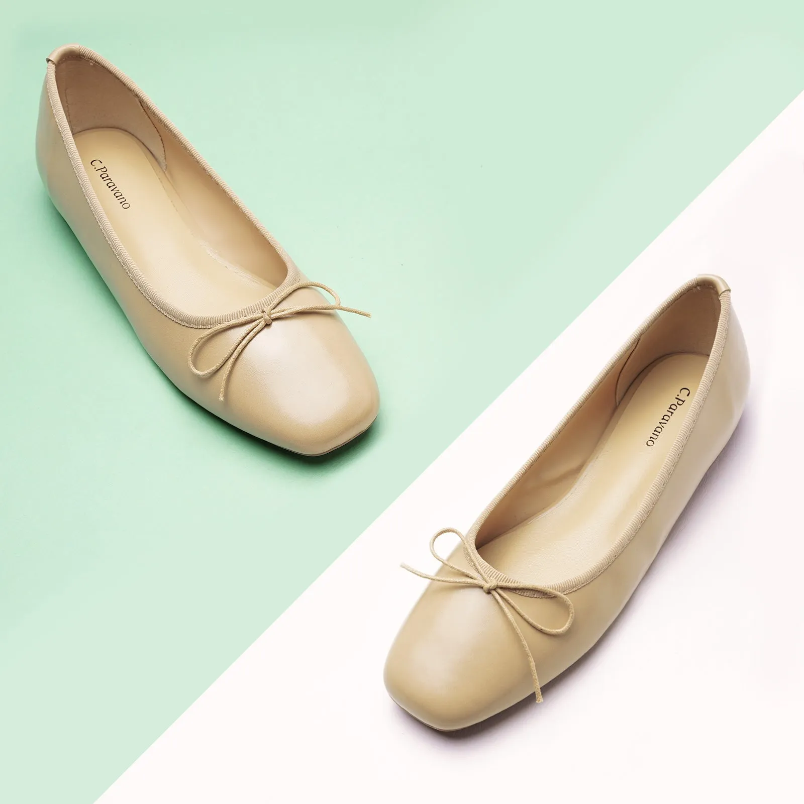 Tiny Bowknot Ballet Flats Beige