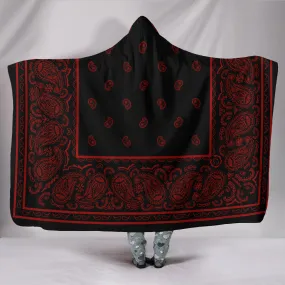 Ultimate Red with Black Paisley Bandana Hooded Blanket