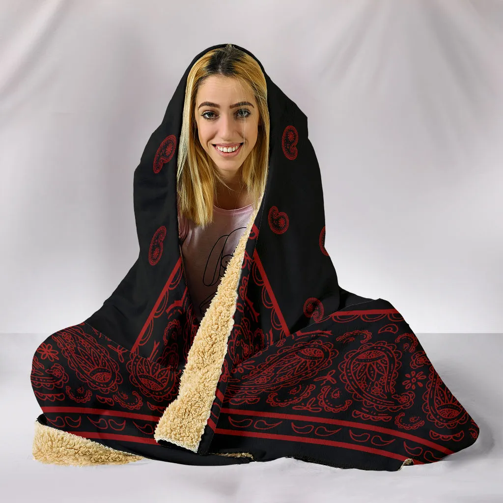 Ultimate Red with Black Paisley Bandana Hooded Blanket