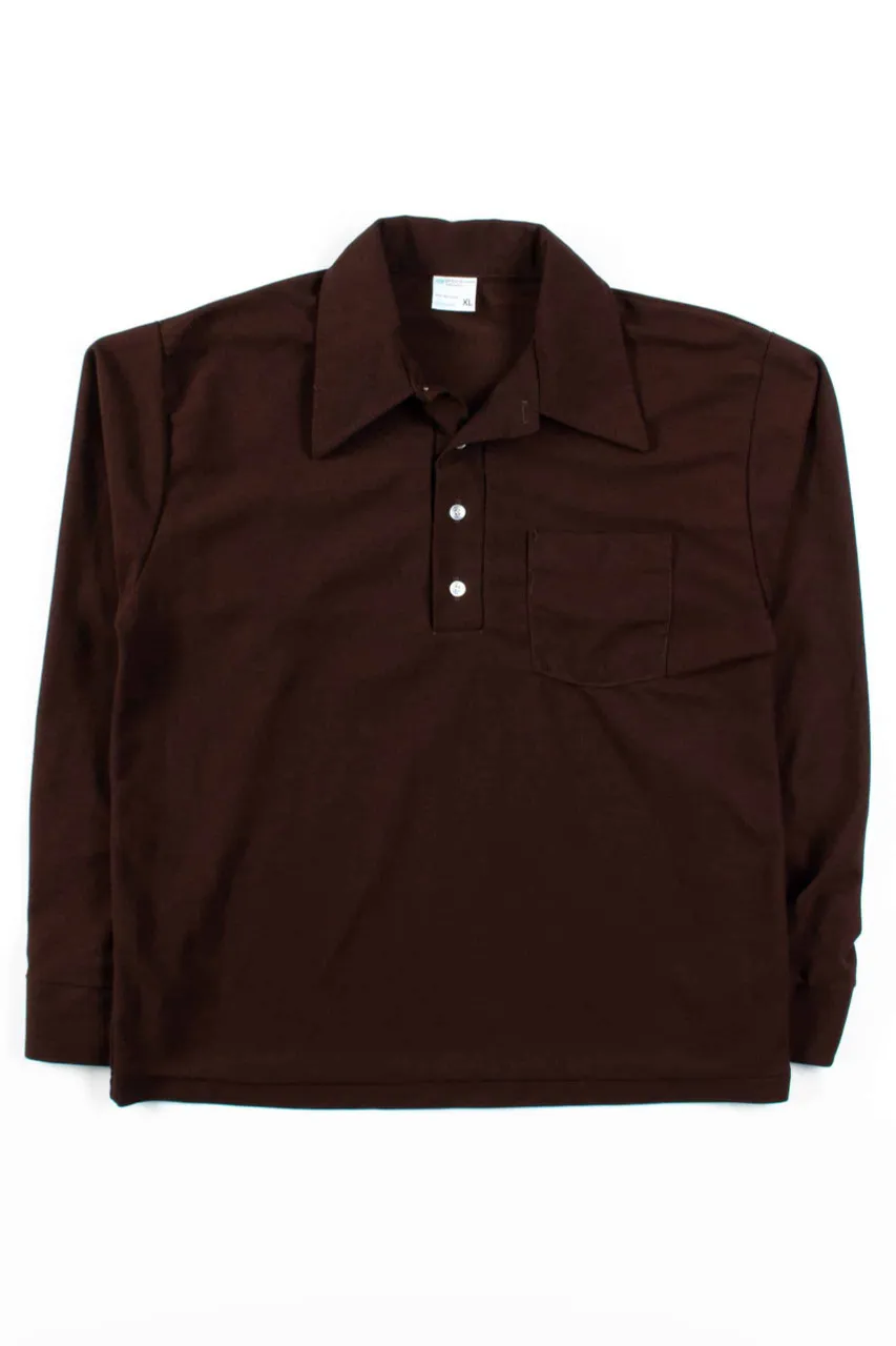 Vintage Brown Long Sleeve Polo Shirt