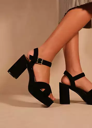 Where’s That From Marcia Black Suede Platform Sandals | Grattan