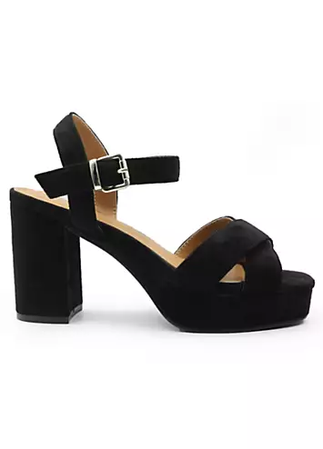 Where’s That From Marcia Black Suede Platform Sandals | Grattan