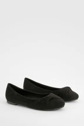 Wide Width Twist Detail Ballet Flats