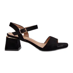 Women's Sandals on an Eco Suede Block, Black Leisha