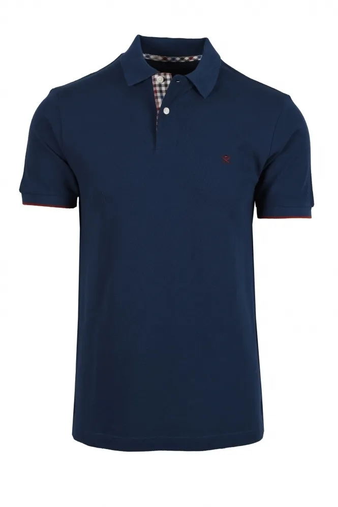 Woven Trim Polo Shirt Dark Denim